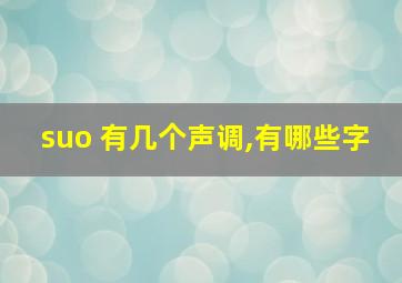 suo 有几个声调,有哪些字